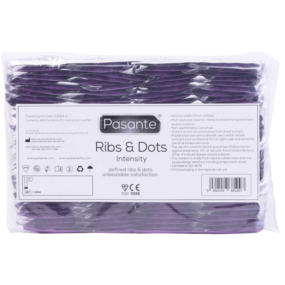 Prezerwatywy Pasante Ribs Dots Intensity prążkowane kropkowane 144 szt