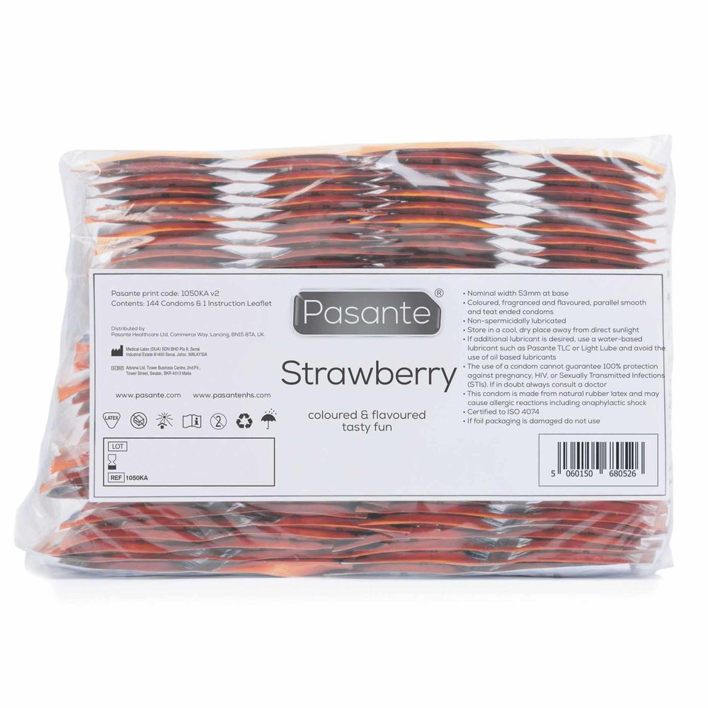 Prezerwatywy truskawkowe Pasante Strawberry Crush czerwone 144 szt