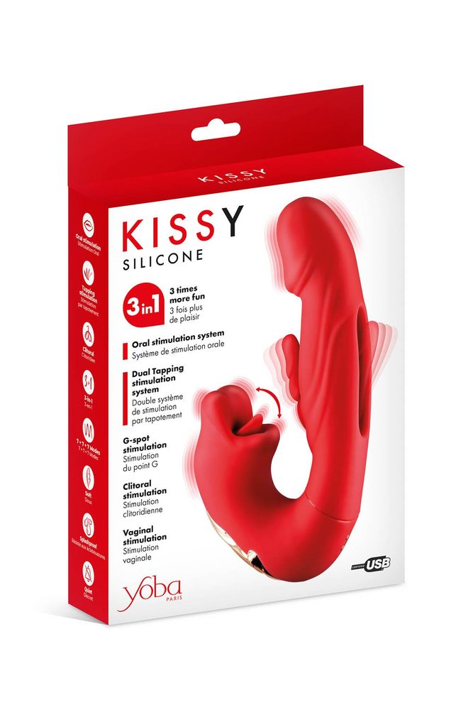Wibrator króliczek Yoba Kissy 3w1 silikonowy USB 17,6 cm