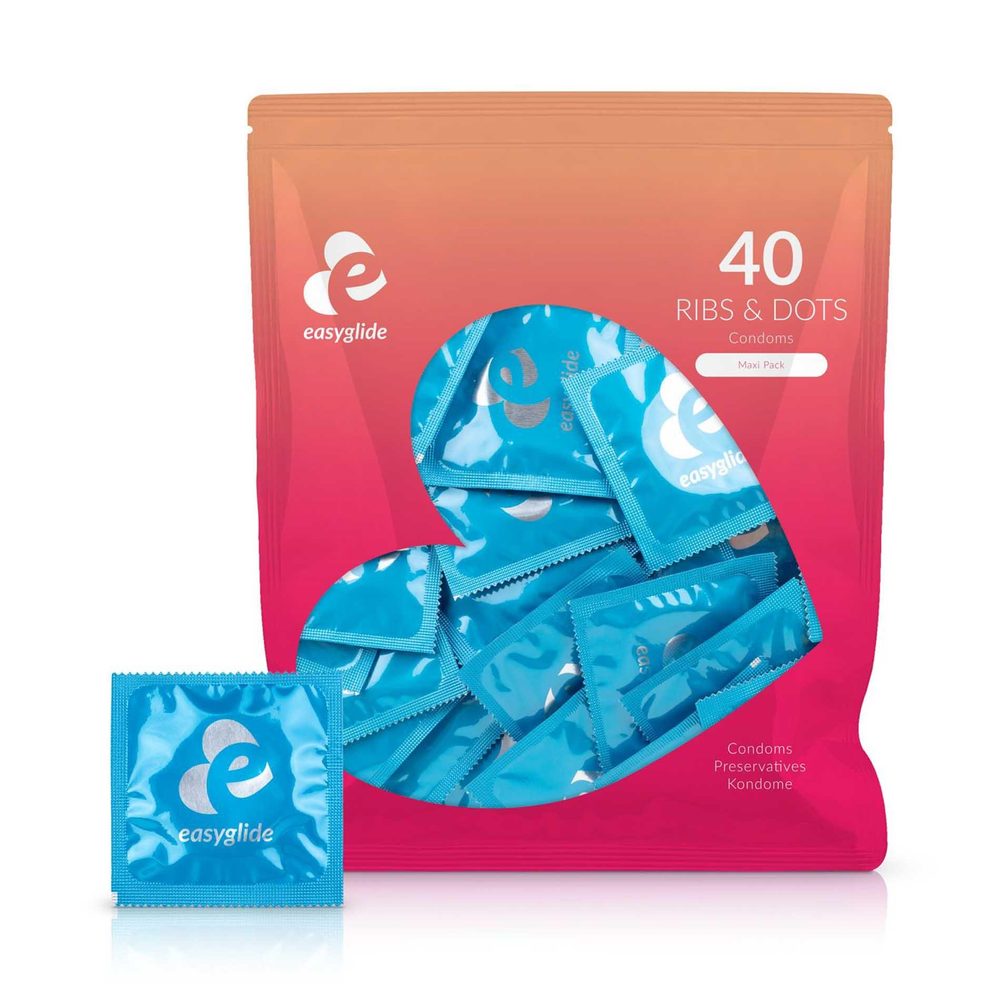 Prezerwatywy EasyGlide prążkowane kropkowane 40 szt