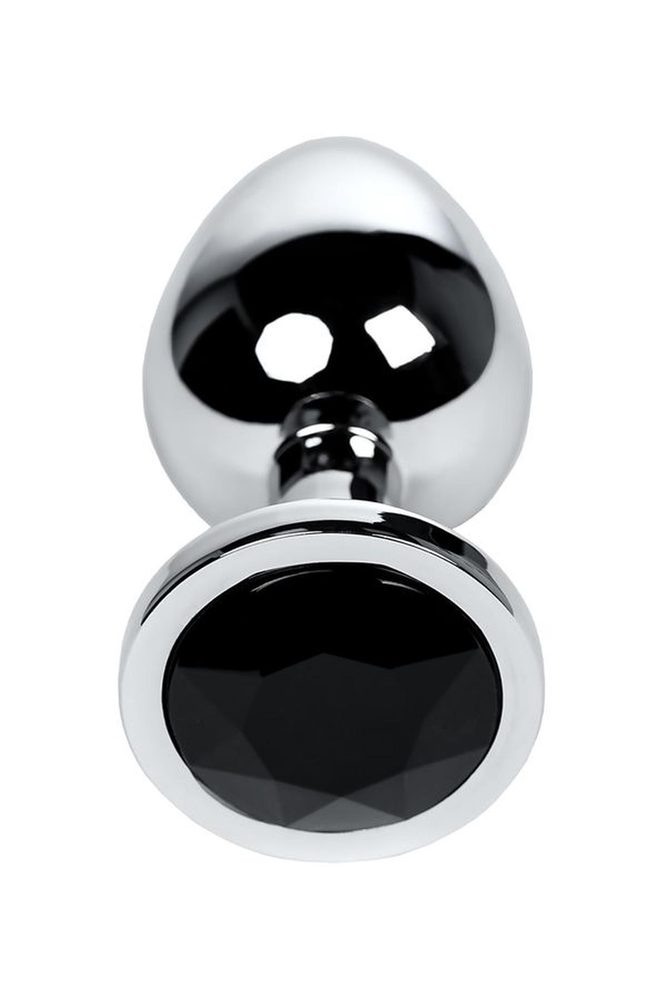 Srebrny korek analny metalowy TOYFA z czarnym kryształkiem