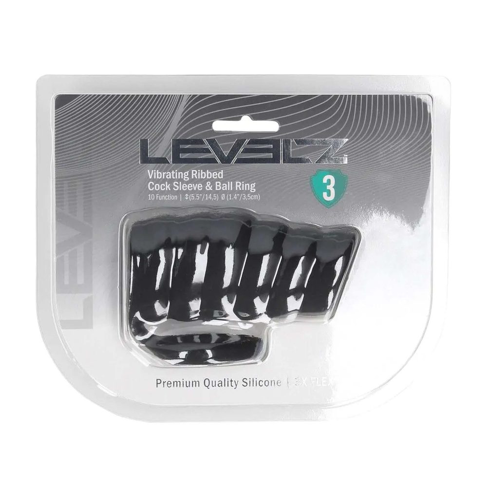 Nakładka wibrująca silikonowa żebrowana z pierścieniem Levelz czarna 4,3cm