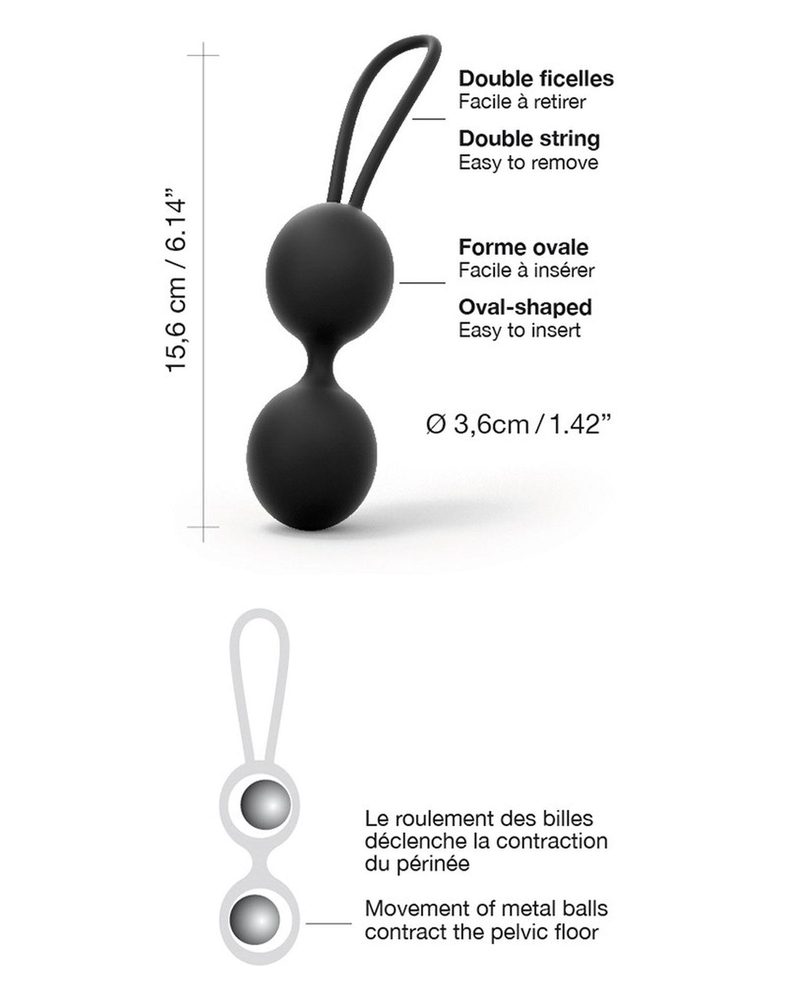 Kulki gejszy Dorcel Dual Balls Noir silikonowe