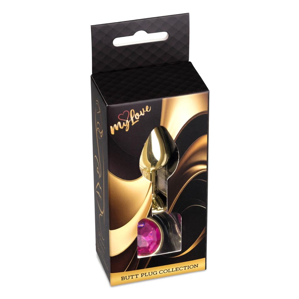 Stalowy korek analny z diamentem MyLove Toys różowy 7 cm