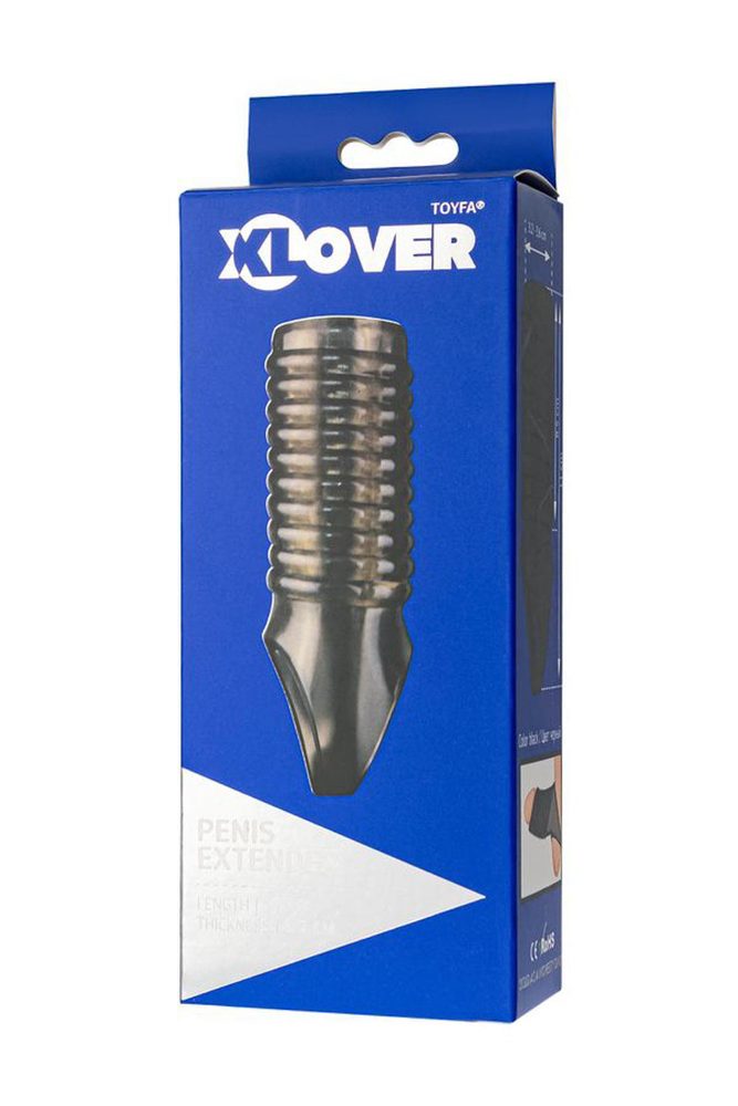 Nakładka na penisa XLover TPE przezroczysty czarny 11 cm