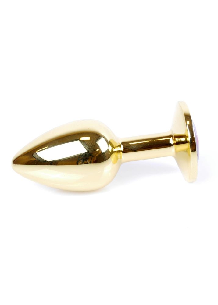 Stalowa biżuteria analna złota z czerwonym kryształem 7 cm