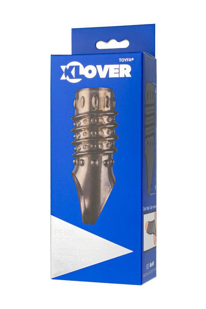 Nakładka na penisa XLover TPE przezroczysto czarna 10,5 cm