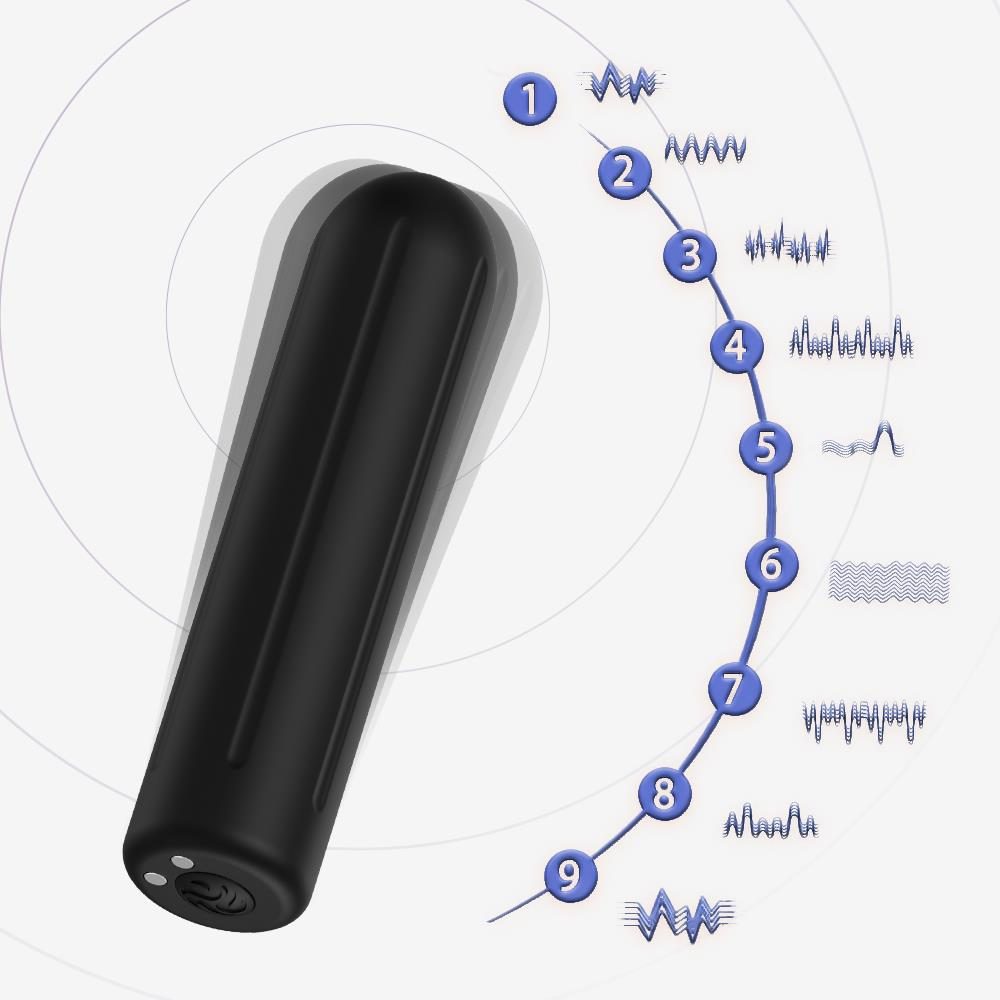 Wibrator mini silikonowy Rock czarny USB 9 trybów