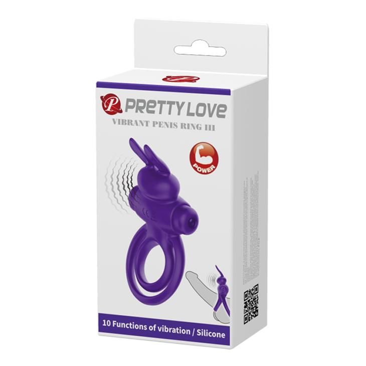Pierścień wibrujący Pretty Love fioletowy 10 funkcji