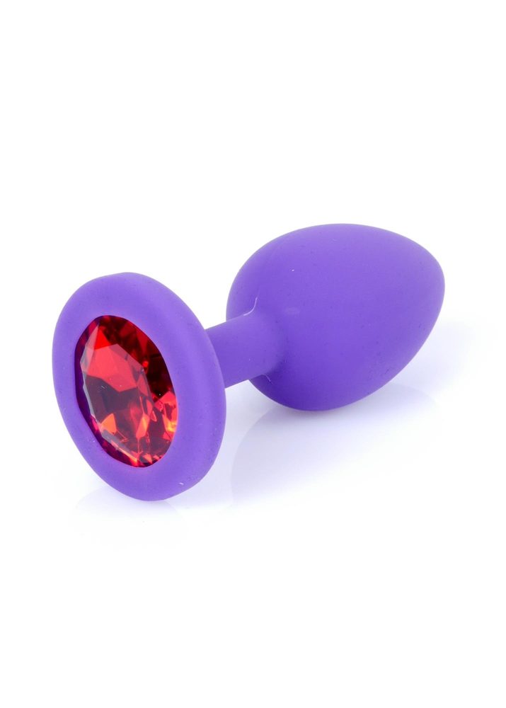 Biżuteria analna silikonowa MyLove Toys fioletowa z diamencikiem mała 7 cm