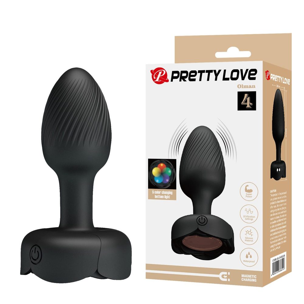 Korek analny wibrujący Pretty Love Olman silikonowy LED 10 wibracji