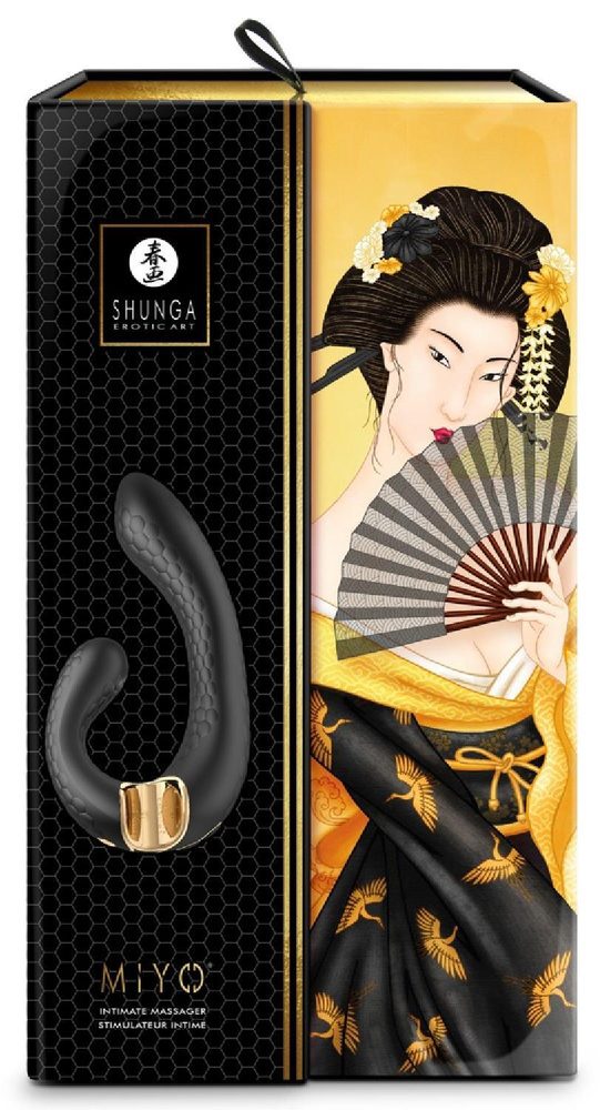 Wibrator Shunga Miyo silikonowy czarny USB 18 cm