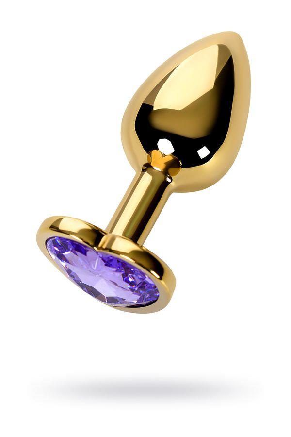 Plug analny Metal by TOYFA złoty z fioletowym kryształem 7 cm