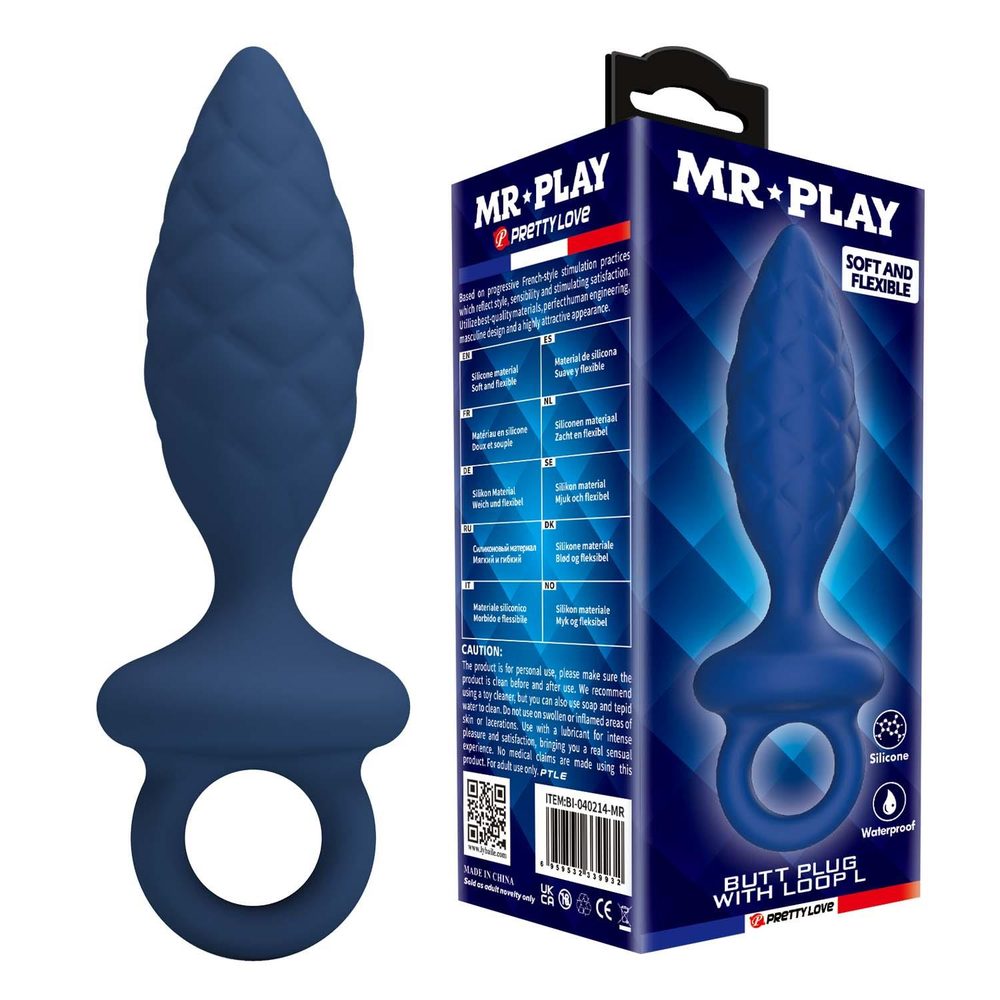 Korek analny silikonowy z pętlą Mr. Play rozmiar L