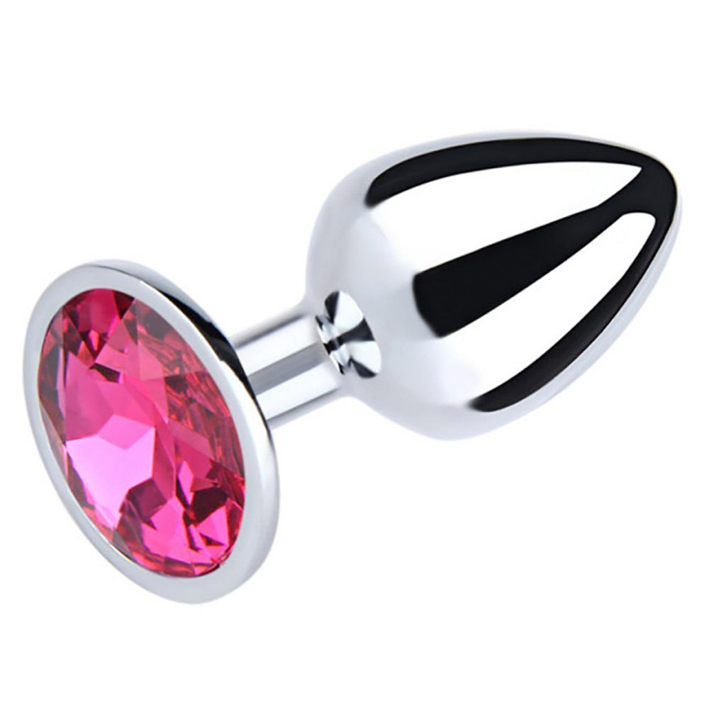 Duży srebrny korek analny z różowym diamentem Fantasy 9 cm