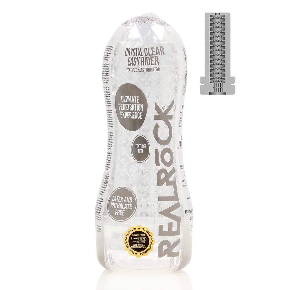Masturbator teksturowany Easy Rider RealRock transparentny 21 cm