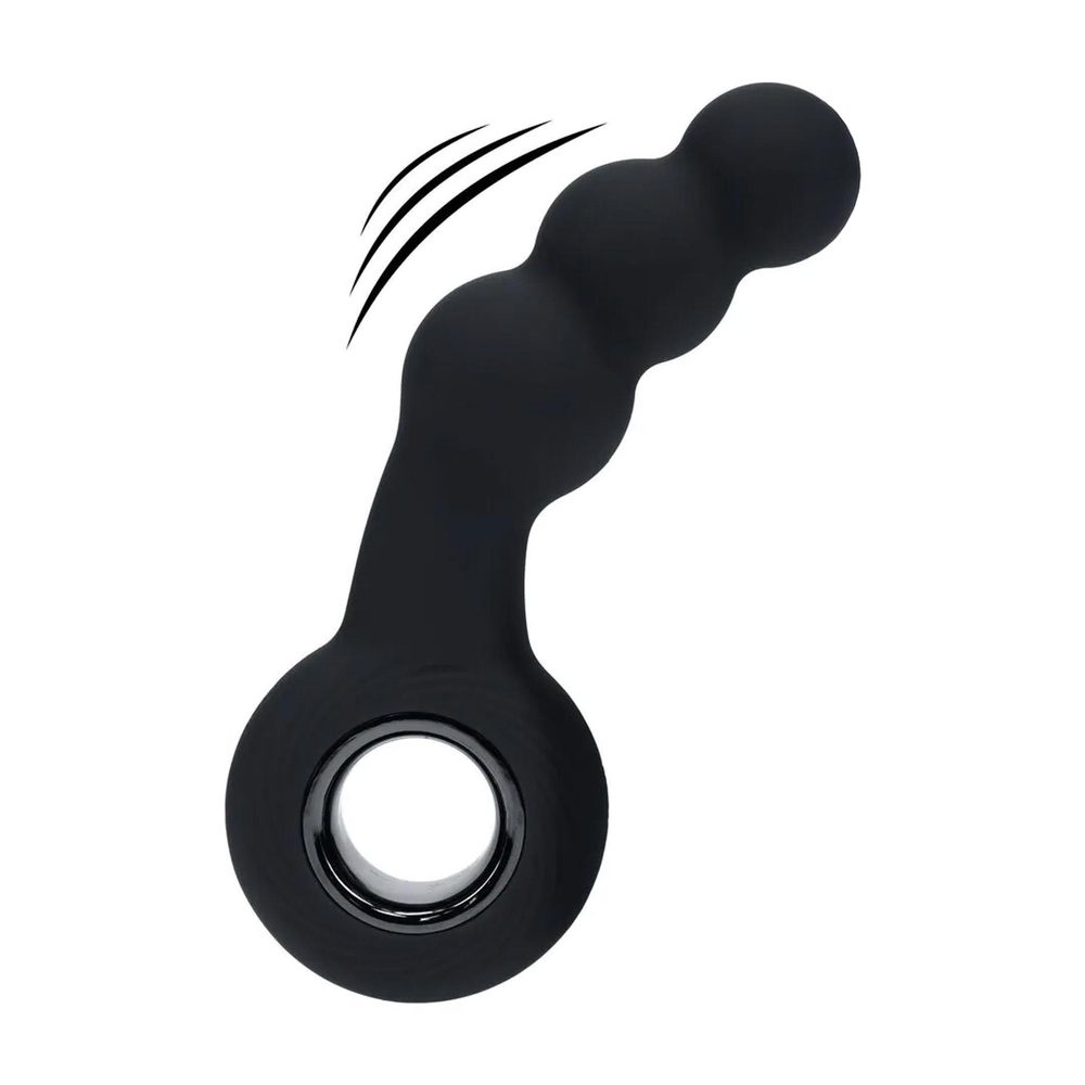 Masażer prostaty wibrujący koralikowy z pętlą silikonowy Levelz czarny 15cm