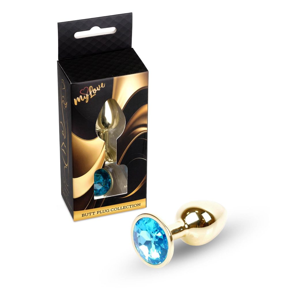 MyLove Toys - Złoty Plug Jewellery - Jasnoniebieski