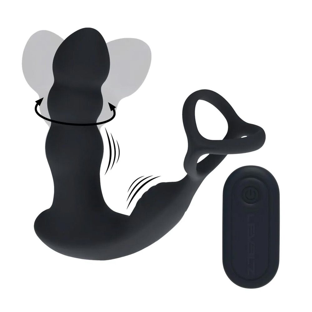 Masażer prostaty z rotującą głowicą Levelz silikonowy czarny 16,8 cm