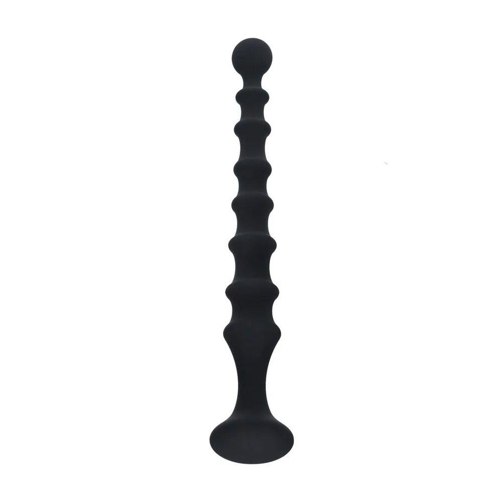 Sonda analna żebrowana Levelz silikonowa czarna 26,7 cm