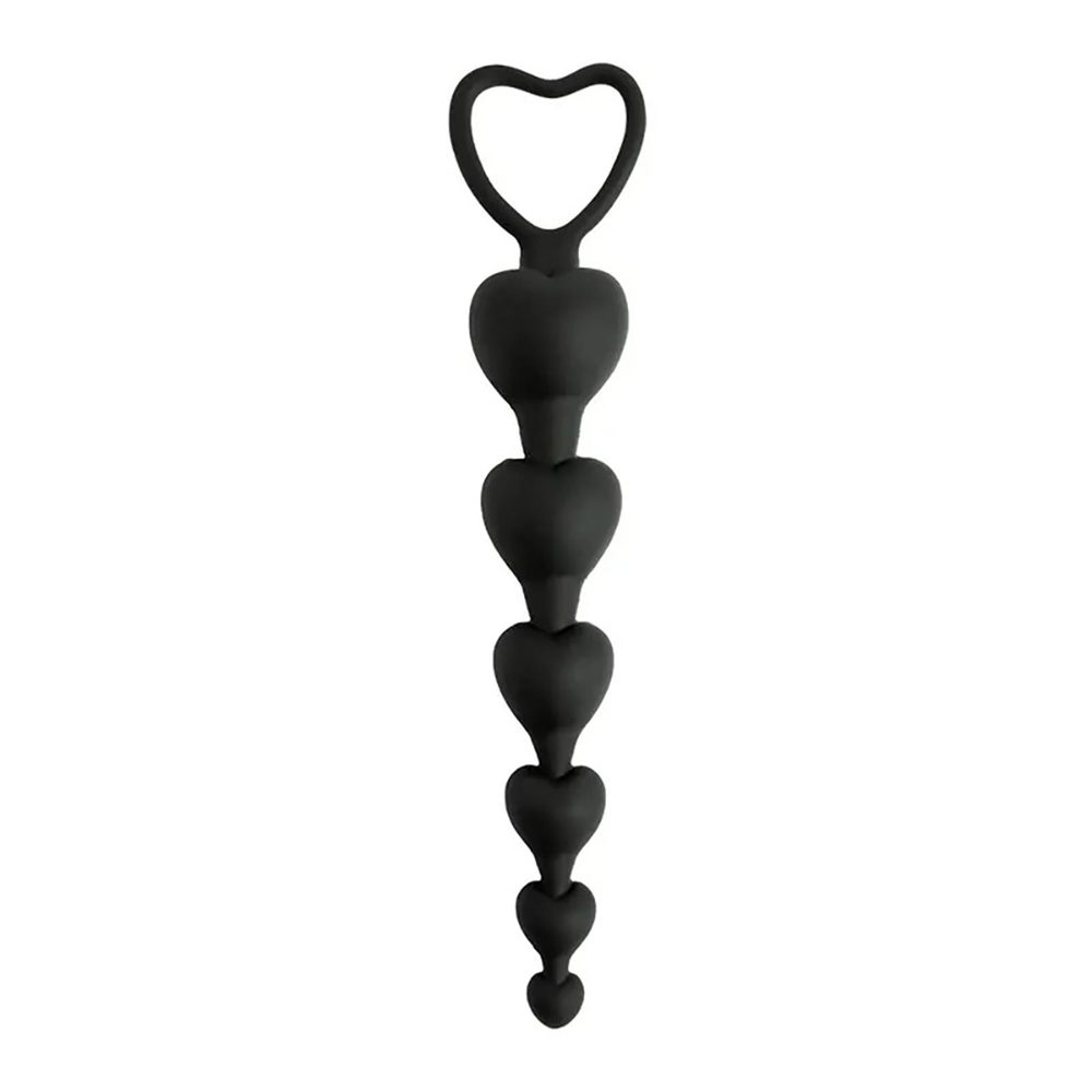 Koraliki analne Fantasy serduszka silikonowe czarne 18 cm