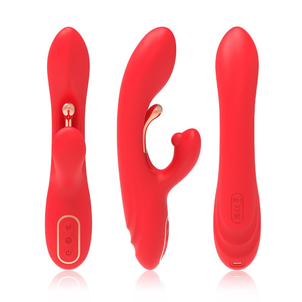 Wibrator króliczek Nirvana czerwony trójpunktowy silikonowy USB 22 cm