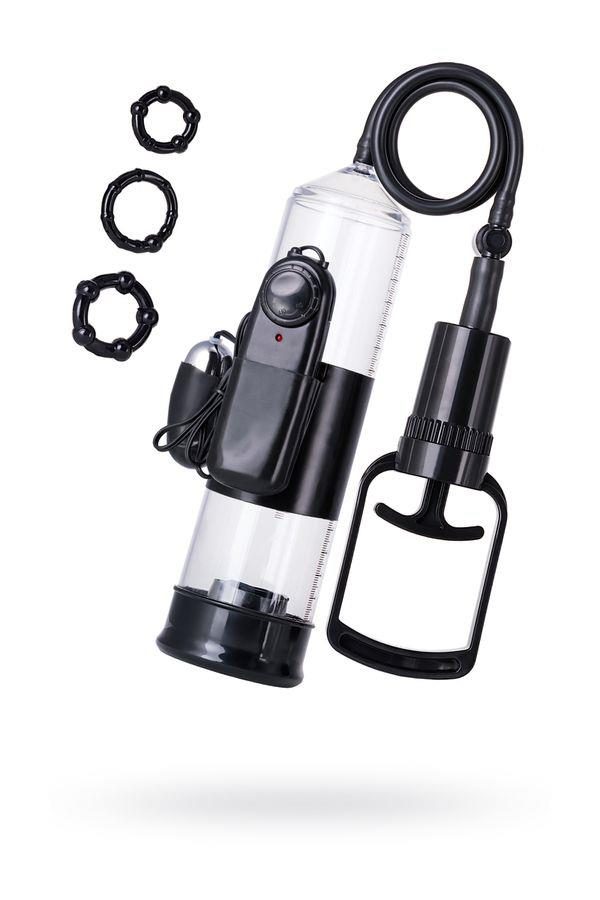 Pompka do penisa z wibracją A-Toys transparentna czarna 22,8 cm