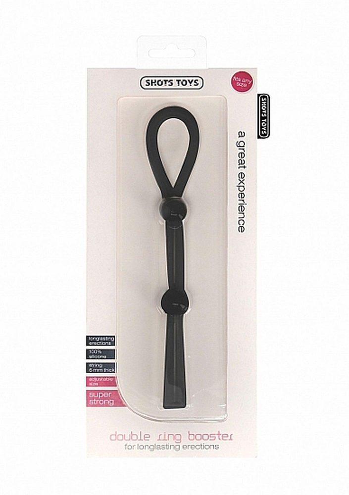 Pierścień erekcyjny ShotsToys Double Ring Booster silikonowy czarny