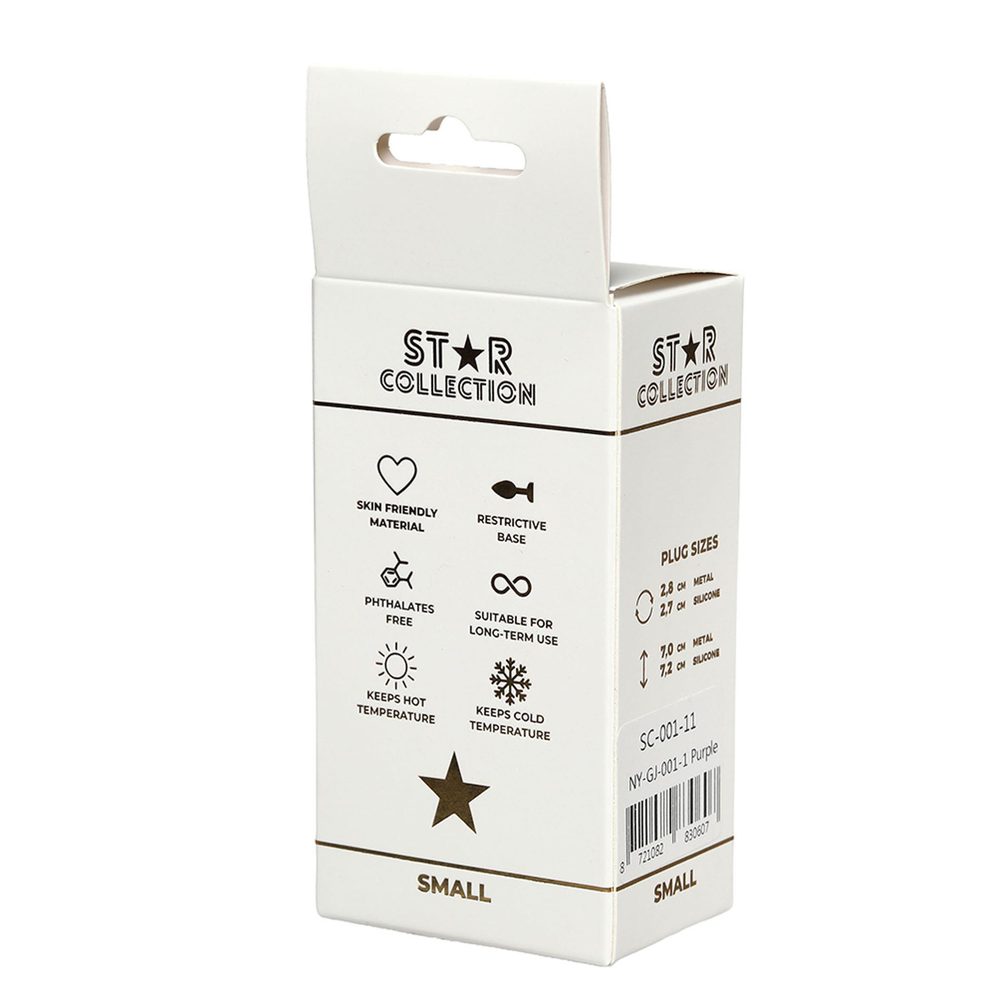 Korek analny silikonowy fioletowy S Star Collection z kryształem 7cm