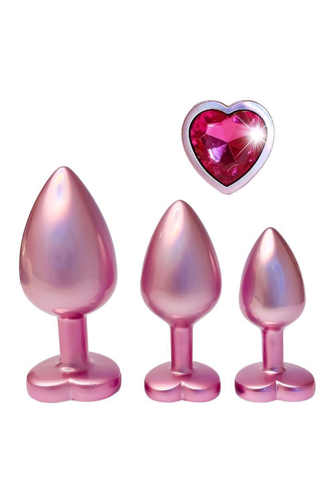 Zestaw korków analnych Gleaming Love różowy aluminium