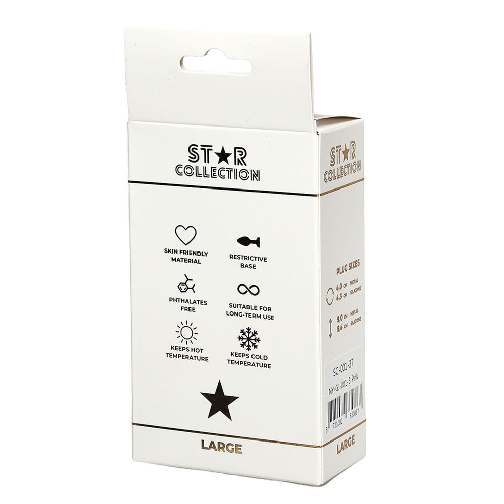 Korek analny silikonowy Star Collection różowy L 10cm z kamieniem