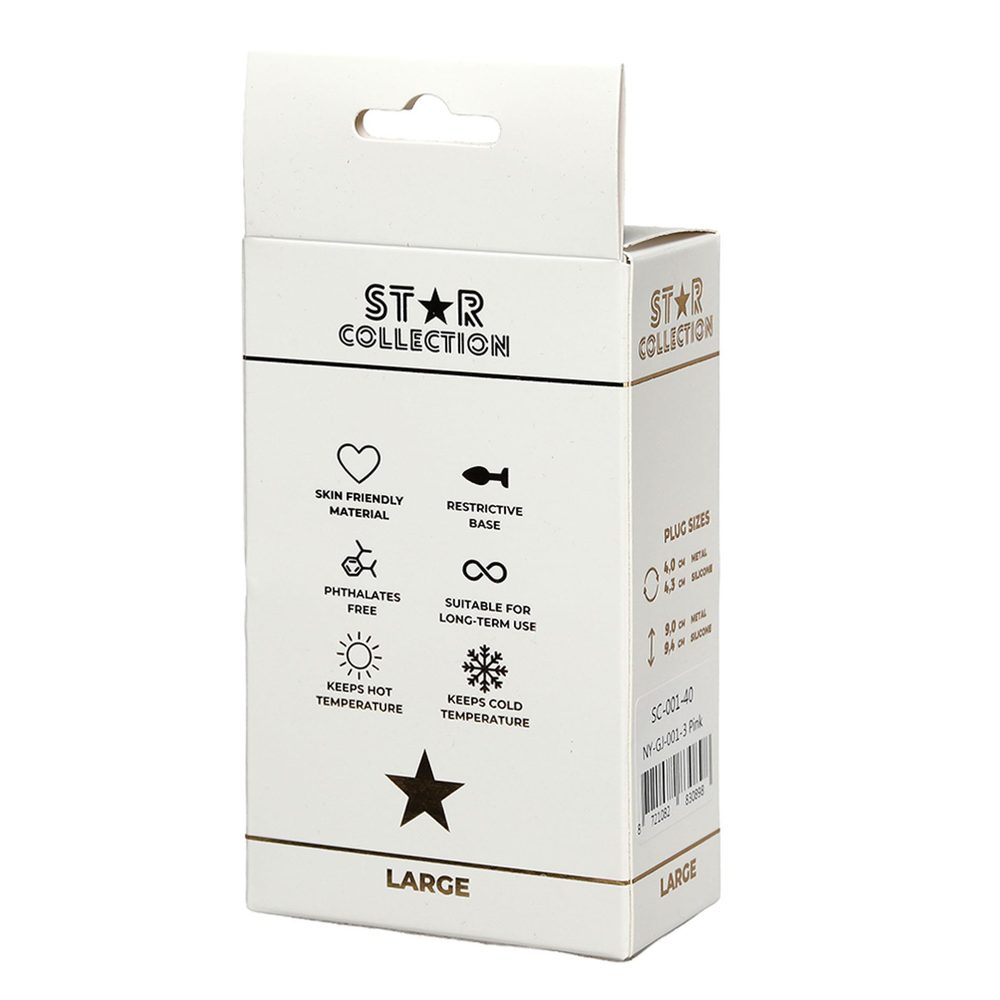 Korek analny silikonowy Star Collection różowy L 10cm z kamieniem
