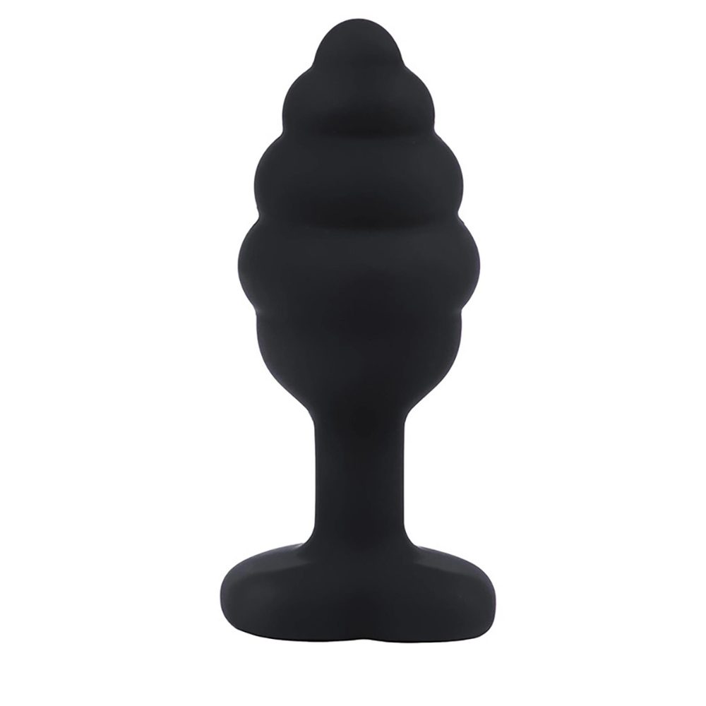 Korek analny silikonowy Fantasy czarny żebrowany 7cm