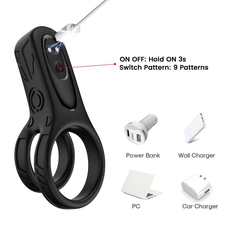 Pierścień wibrujący Mechao Black 9 funkcji USB