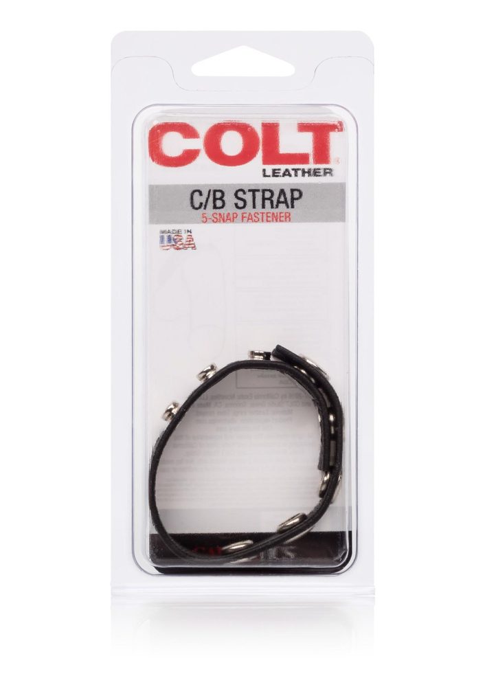 Pierścień erekcyjny skórzany COLT 5 snap czarny 29 cm