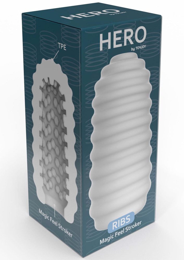 Masturbator TPE żeberkowy ToyJoy HERO Medium biały