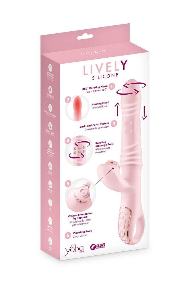 Wibrator króliczek Yoba Lively podgrzewany różowy USB