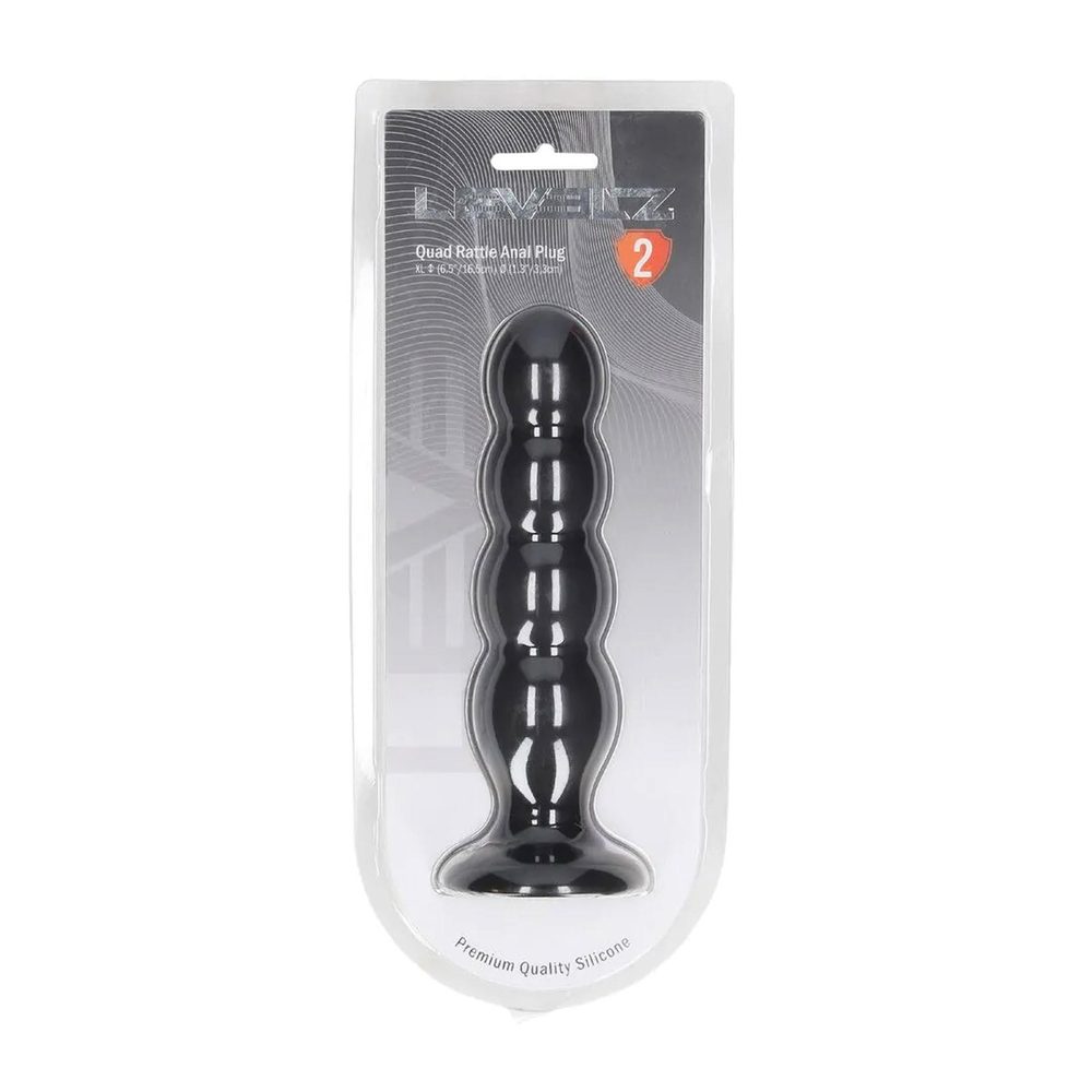 Korek analny silikonowy poczwórny z grzechotką Levelz XL czarny 16,5cm