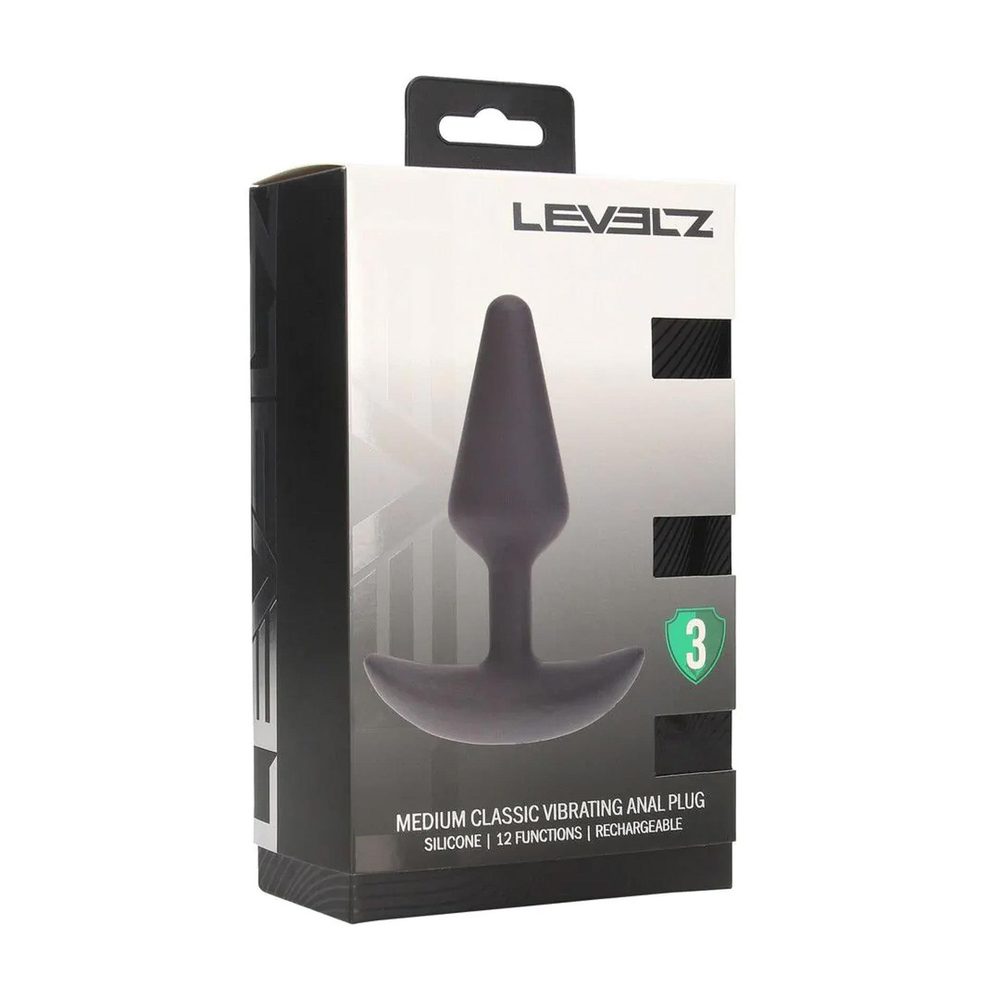 Wibrujący korek analny silikonowy Levelz M czarny 12 cm