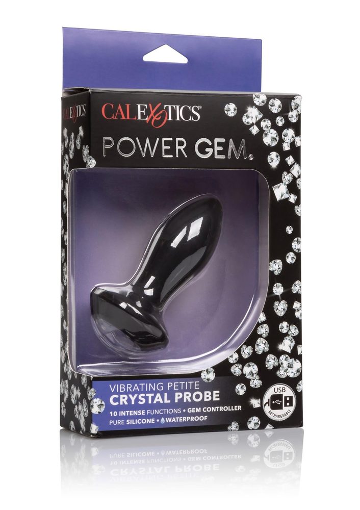 Wibrujący plug analny Calexotics Petite Crystal Probe czarny 9.5 cm