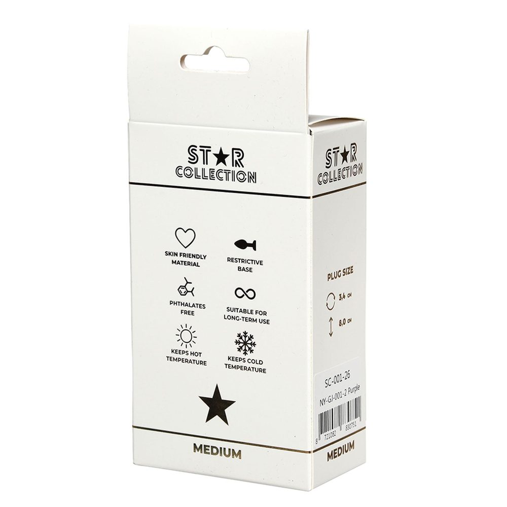 Fioletowy silikonowy korek analny M z kryształem Star Collection