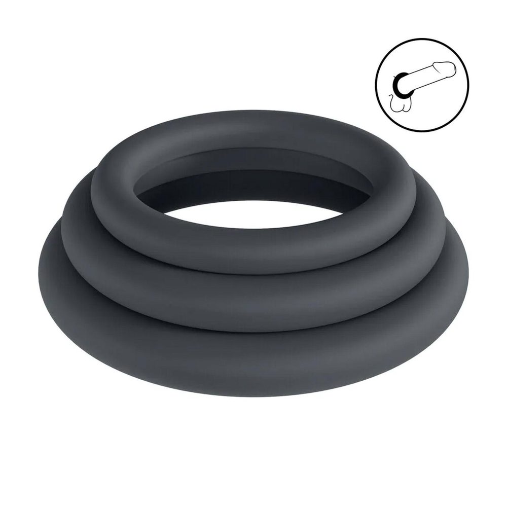 Zestaw 3 silikonowych pierścieni erekcyjnych Levelz L XL XXL czarny