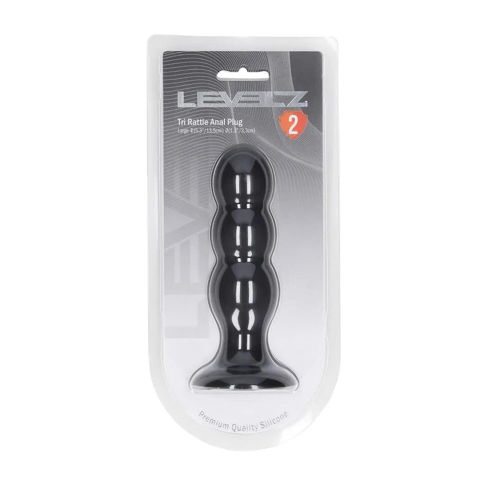 Korek analny potrójny z grzechotką Levelz silikonowy L czarny 13,5cm