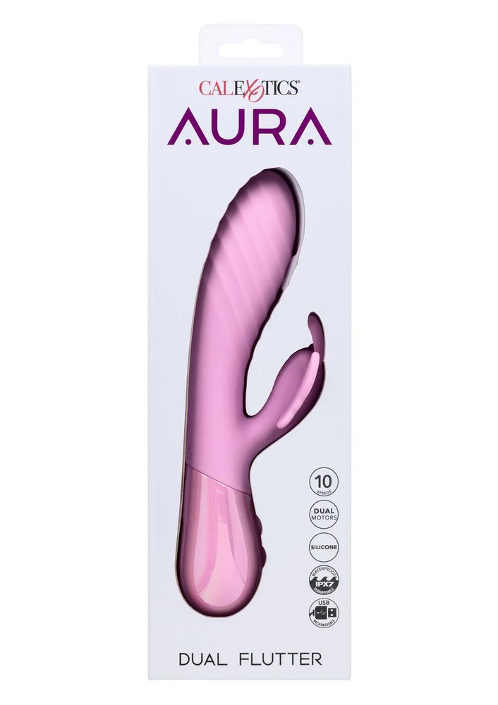 Wibrator króliczek Aura Dual Flutter Calexotics różowy USB 11,5 cm