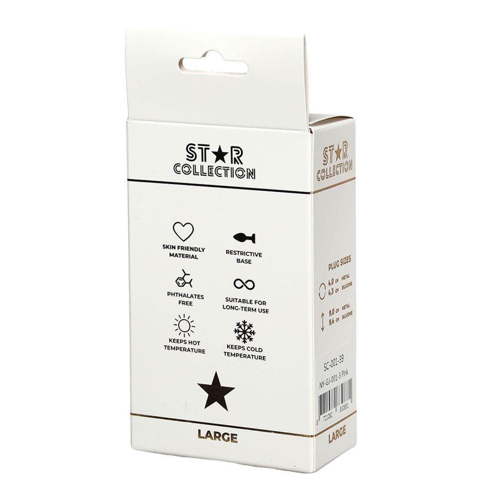 Korek analny silikonowy Star Collection różowy L fioletowy kamień 10cm