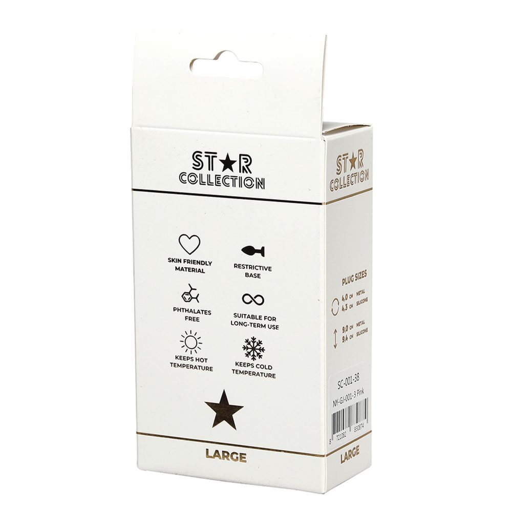 Korek analny silikonowy Star Collection różowy L jasnoniebieski kamień 10cm