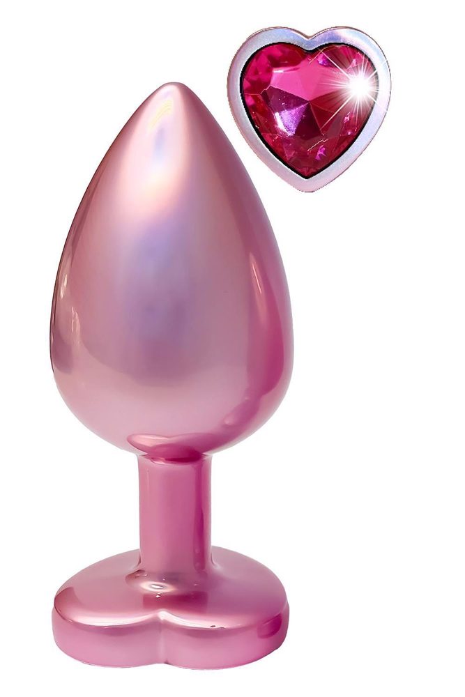 Korek analny aluminiowy Gleaming Love różowy z serduszkiem duży