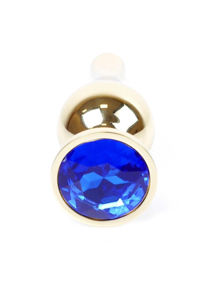 Korek analny stalowy MyLove Toys z diamentem ciemnieniebieski 9,5 cm
