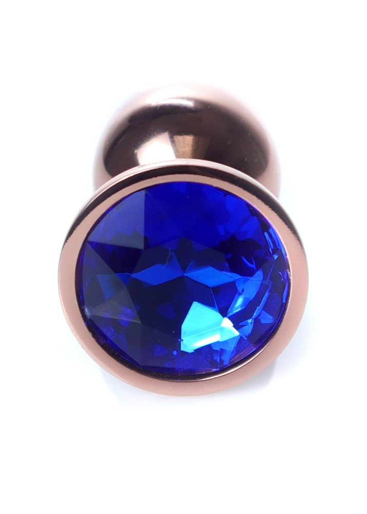 Stalowy korek analny z diamentem MyLove Toys granatowy 7 cm