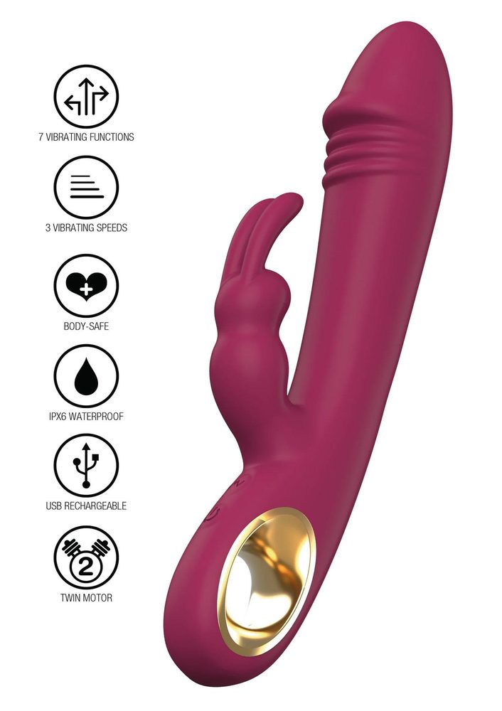 Wibrator króliczek Taygeta silikonowy fuksja USB 21 cm